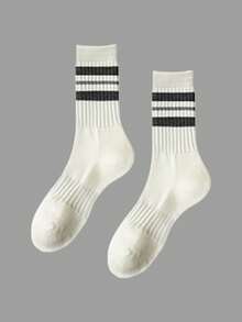6 Pairs Unisex Retro Striped Crew Socks | All-Season Breathable Comfort - Multicolor - View 4