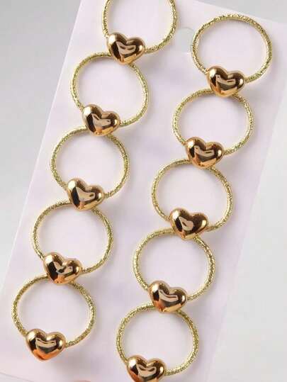 10 piezas Gomas de pelo elásticas con forma de corazón metálico mini para niñas, accesorios para el cabello trenzado, adecuados para uso diario, no dañan el cabello