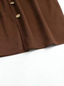 Women's Solid Color Button Design Pencil Elegant Mini Skirt Spring - Brown - View 5