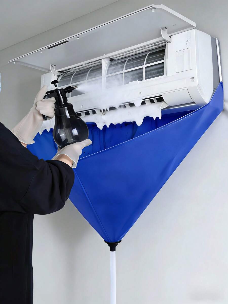 4pcs/Set Blue Air Conditioner Cleaning Cover, Reusable AC Cleaning Water Bag, Suitable For Wall-Mounted AC, Essential For School, Office And Home Cleaning, Air Conditioner, Cleaning, AC Cover, Appliance Cover