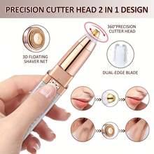 1pc Dual-Function Electric Eyebrow Trimmer & Facial Hair Remover, USB Rechargeable Women's Painless Shaver, Portable Precise Grooming Tool For Perfect Skin Care At Home And Travel - Multicolor - View 3