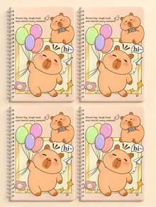 2026 Cute Capybara Pattern A5 Spiral Notebook, Cartoon Stylish Lined Notepad, High-Quality Stationery Gift For Students, Office, Birthday, New Year, Back To School - Multicolor - View 2