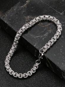 不锈钢多面钻石切割双排扭链手链，防褪色防水低过敏，男女皆宜，适合休闲佩戴、派对、送礼，男士适用 - 銀色 - 查看 2