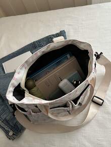 Fashionable Minimalist Large Capacity Multi-Pocket Shoulder Tote Bag, Suitable For School, Work, Travel And Business - White - View 4
