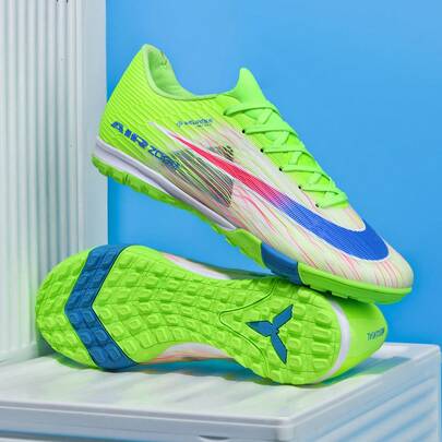 Adult Men's Professional Competition Training Shoes, New Anti-Slip TF Studs Football Boots, Breathable Low-Top Cleats, Couples Outdoor Lawn Lightweight Football Shoes, Classic Green Sports Soccer Shoes