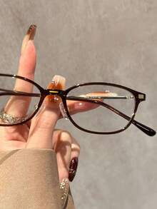 1 Pair Y2K Style Rectangular Frame Glasses For Women (Frame Width=133mm), Retro Fashion Eyeglasses, Daily Wear, Small Frame - Multicolor - View 1