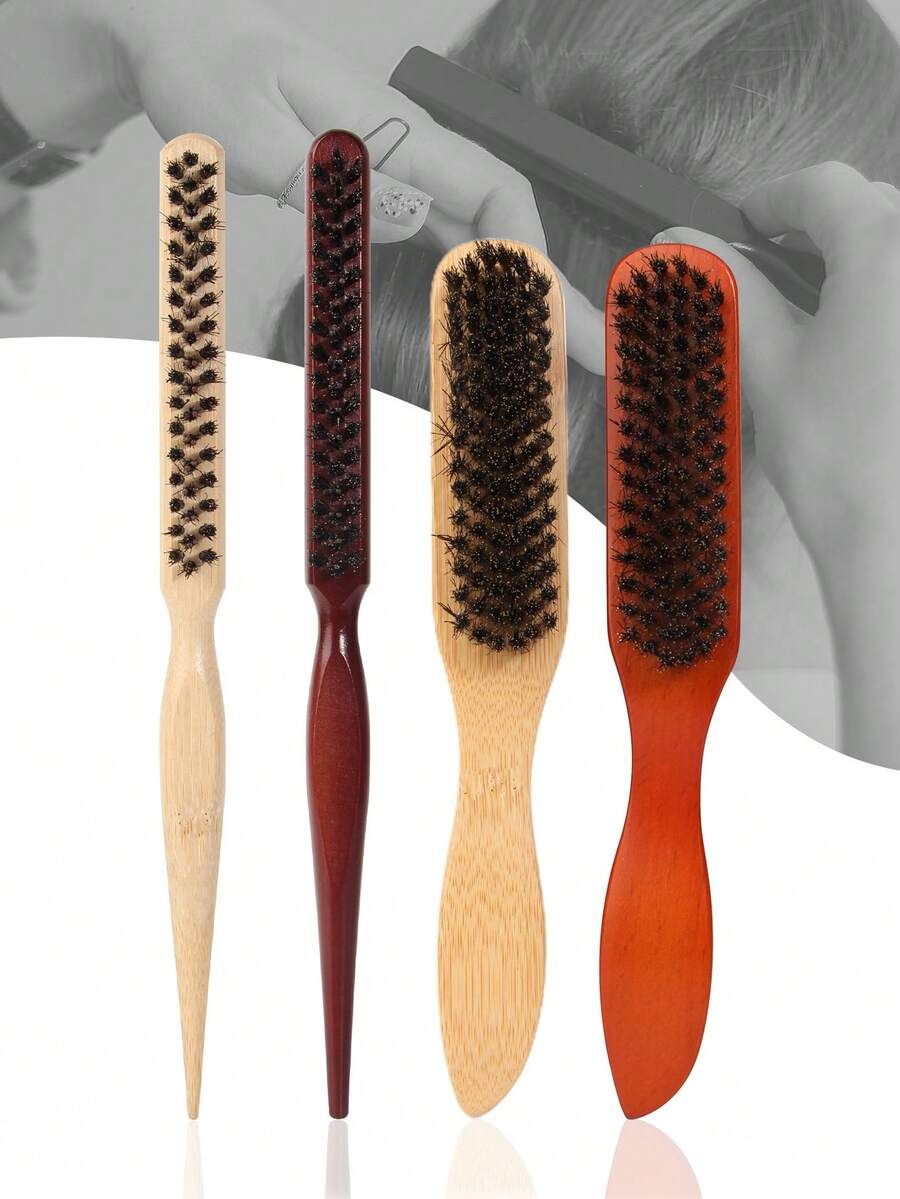 男士胡须刷套装（2件套），猪鬃木柄胡须刷和梳子，天然木质胡须刷梳套装，适用于男士胡须护理和造型 - 鬍鬚刷 - 查看 1