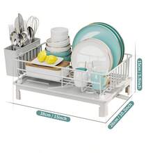 Organizador de estante para tazones y platos de cocina, soporte multiusos para escurrir fregadero para tazones, platos, utensilios, almacenamiento en el mostrador - Multicolor - Ver 10