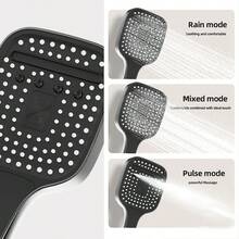 Black Home Shower Head With High Flow & 4 Adjustable Spray Modes, Multifunctional Shower Set - Black - View 7