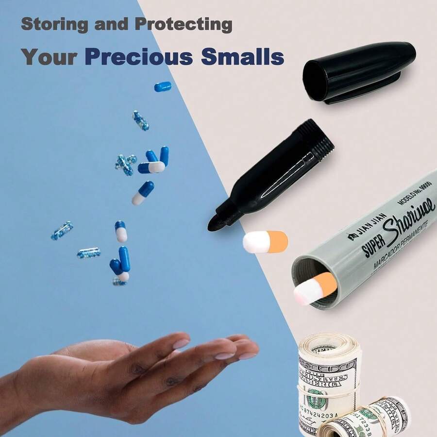 1pc,Disguised Fake Marker Stash Safe, Hidden Compartment Permanent Marker, Portable Diversion Safe For Hiding Cash, Keys & Small Valuables - A - View 1