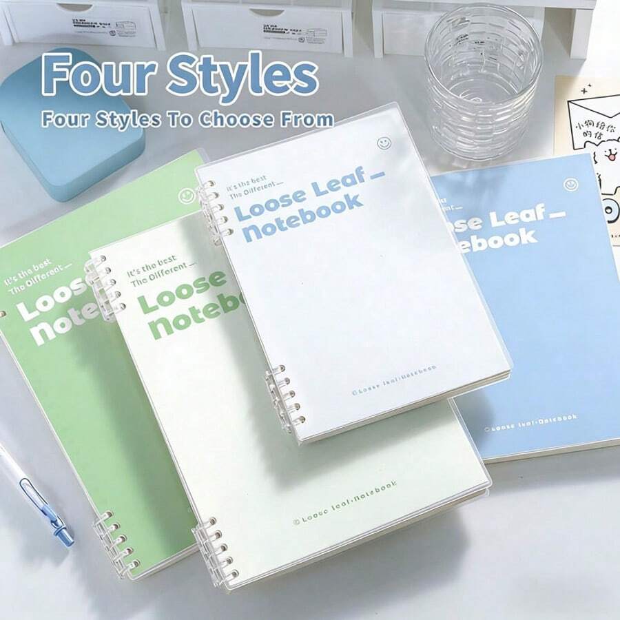 返校季 A5 雙色活頁筆記本,防夾手環,可拆卸頁面,4 色美學學生記事本,學校用品 - A - 查看 1