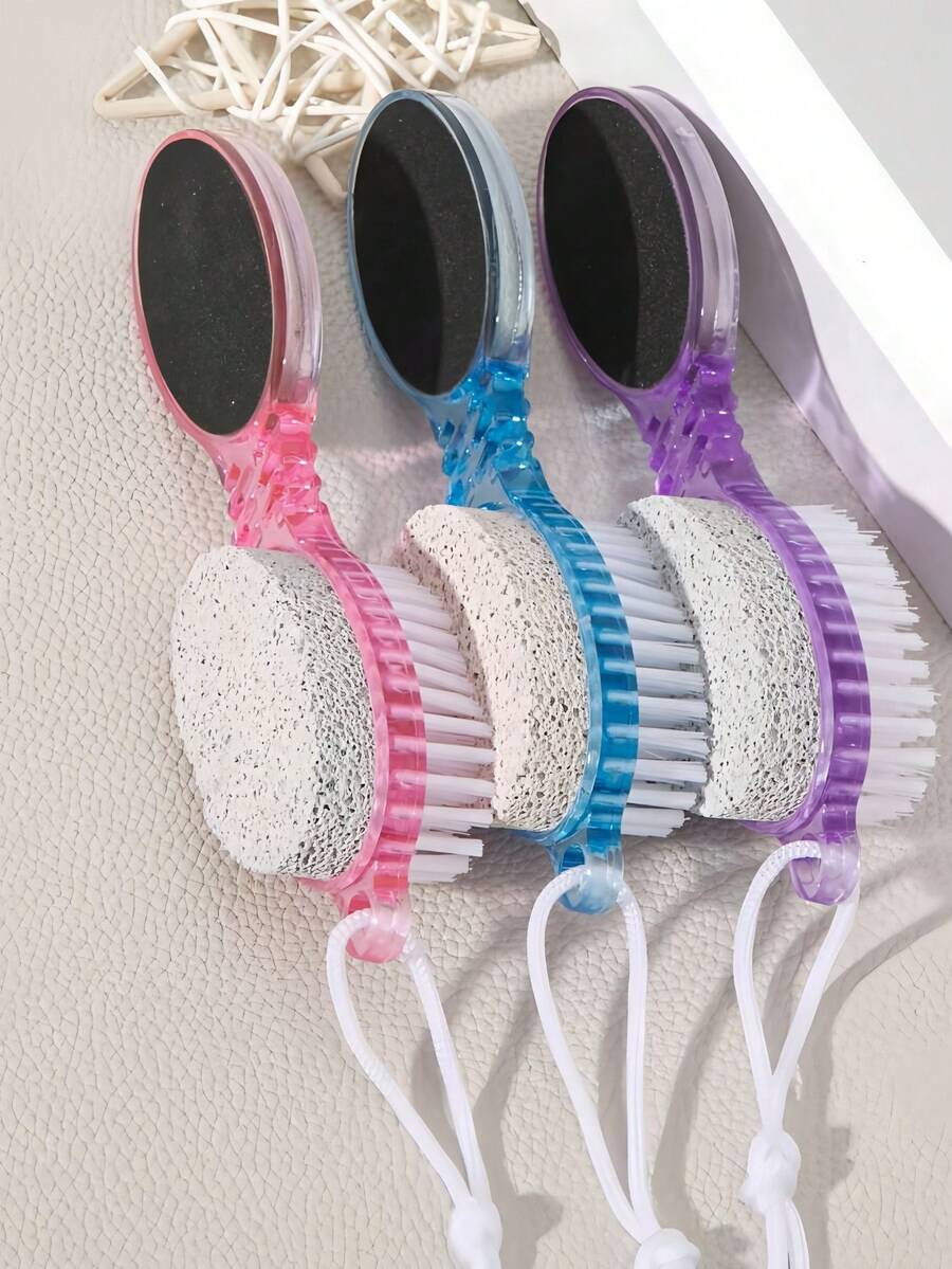 1/2 Pcs (4-In-1) Pedicure Set, Including Pumice Stone, Hand And Toe Nail Cleaning Brush, Metal File And Sandpaper Board, And Nail Foot Scrub Callus Remover Set - Multicolor - View 1