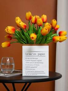 1/20pcs Lifelike Tulip Flower Bouquet, Suitable For Wedding, Valentine's Day, New Year Gift, Mother's Day Gift, Garden, Home Decor, Bathroom Accessories, Bedroom Decor, Artificial Flowers, Fake Plants, Living Room Accessories, Wedding Decor, Vase Filler, Floral Bouquet, Outdoor Artificial Plants - Orange - View 7