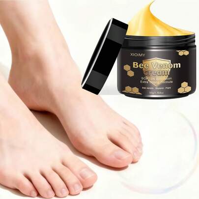 Xioimy 50克速效蜂毒指甲霜，蕴含植物萃取精华和蜂毒配方——渗透力强，强健指甲——滋润并软化干燥脆弱的指甲、开裂的角质层和脚后跟，适合所有浅肤色