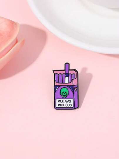 1pc Punk Skull Cigarette Case Shaped Badge, Suitable For Backpacks, Hats And Jackets - Unisex Fashion Accessory - Perfect Gift For Friends And Family