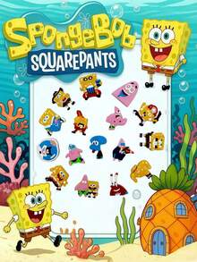 SpongeBob SquarePants 10/20个海绵宝宝、章鱼人、珊迪、蟹老板、小蜗卡通发光鞋扣，VC软橡胶鞋扣，DIY鞋配件 - 彩色 - 查看 9