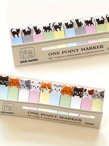 1 Set, 150 Sheets/Pack Cute Cat Theme Sticky Notes - Suitable For Bookmarks And Note Taking, Essential Office Supplies - Multicolor - View 11