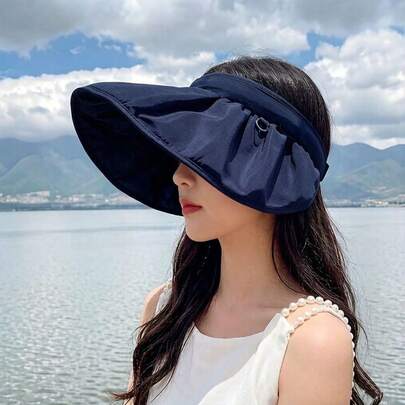 Solid Color Visor Sun Hat, Casual For Vacation