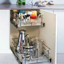 Set di 2 organizer per mobili con cassetti estraibili per cucina e soggiorno; adatti per mobili con larghezza di 46 cm - Lotto di 2 grigio chiaro - Visualizzare 9