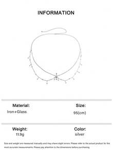 1pc Fashion Sexy Beach Tassel Faux Crystal Waist Chain Belly Button Ring Body Chain, Versatile Minimalist Crystal Tassel Belly Button Ring Waist Chain Body Jewelry, Suitable For Women's Daily Wear And Exclusive Banquet (Handmade, Crystal Quantity Random) - Silver - View 6