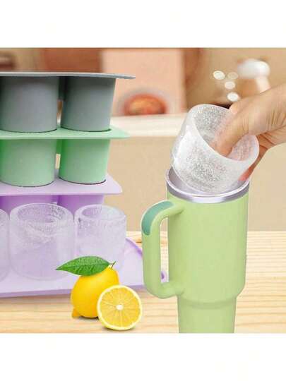 三格硅胶冰格带盖，保温杯硅胶冰模，快速冷冻简易制冰模具，适用于饮料、冰咖啡、鸡尾酒，无需接触即可制冰，适合家庭、派对、夏季饮品