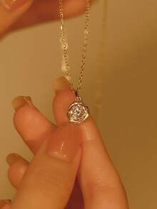 GAGAFEEL 1 chiếc dây chuyền mặt dây chuyền hình hoa hồng bằng bạc sterling 925 đính đá Zirconia, món quà thanh lịch cổ điển dành tặng bạn gái hoặc mẹ vào Ngày Valentine và Ngày của Mẹ. - Vàng - Xem 5