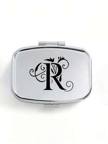 A-Z Letter Pattern Square Pill Box, 2 Portable Medication Storage Compartments, Mini Metal Storage Box, Portable Jewelry And Pill Case, Personalized Creative Gift With Name Tag, Suitable For Travel, Outdoor Activities, Bags, Pockets, Can Be Used As Wedding Gifts, Gifts And Reception Decorations, Unique Decorative Travel Storage Box, Gift For Friends (Letter A-Z) Medicine Bag First Aid Bag Medicine Organizer Pill Organiser Pill Container For Home For Outdoor Cruise Essentials Travel Essential - Multicolor - View 24
