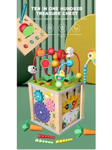 1 Set Kids Multi-Functional Hexagon Treasure Box, Children's Educational Puzzle Toy With Beads, Bug Catching, Piano Keys, Shape Matching, Baby Early Learning Toy - Multicolor - View 3