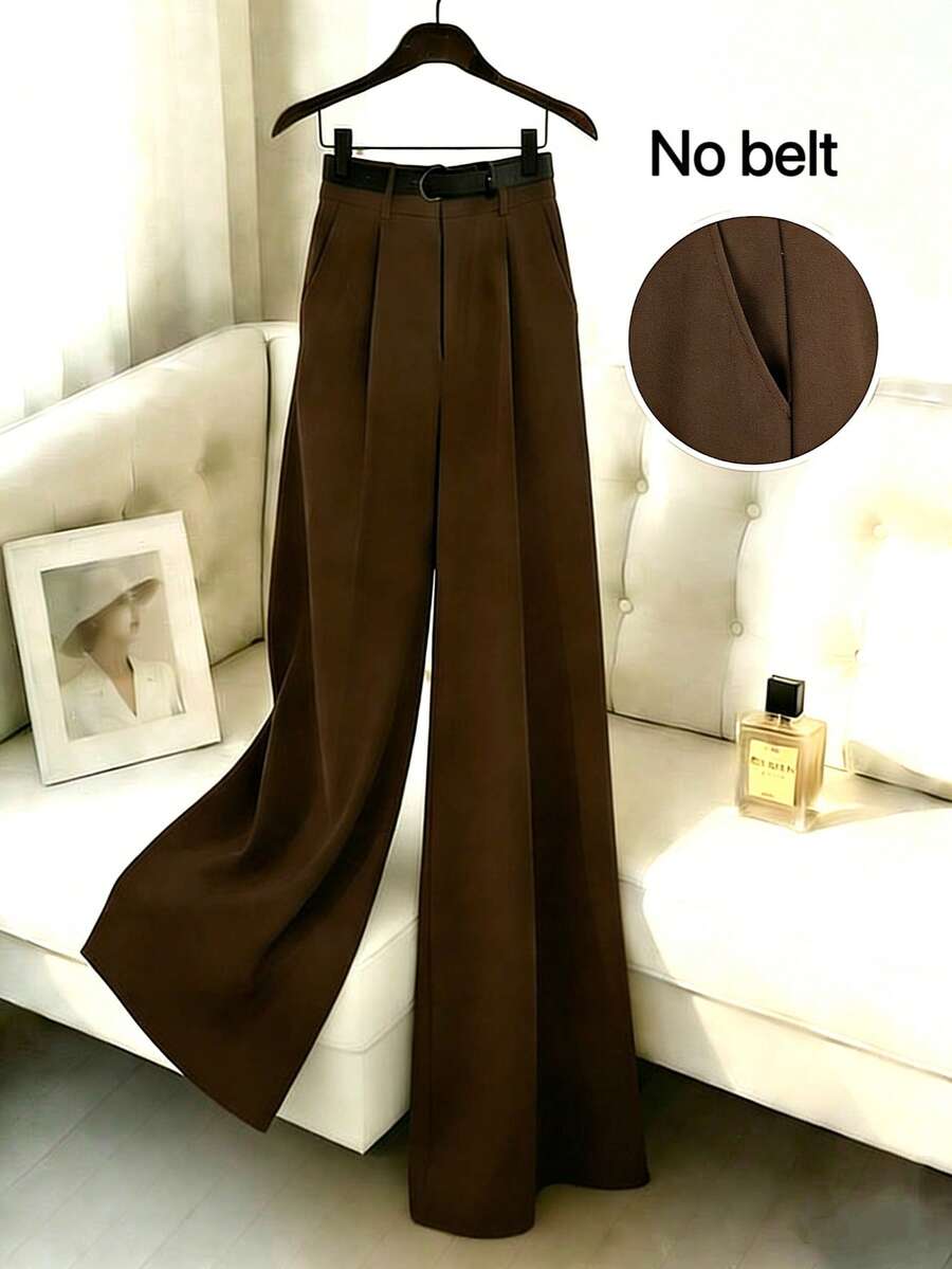 Women's Polyester Straight Leg Capri Pants With Pockets, Non-Stretch Fabric, Fashionable Casual Pants, Suitable For Women In Summer And Spring - Khaki - View 1