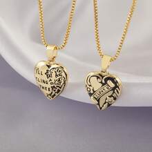 1pc 18K Gold Plated Copper Heart Shaped Pendant Necklace, Luxury Minimalist Jewelry Gift For Women - Gold - View 4