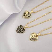 1pc 18K Gold Plated Copper Heart Shaped Pendant Necklace, Luxury Minimalist Jewelry Gift For Women - Gold - View 3