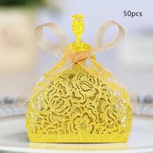每包10个/50个，精美玫瑰金闪光纸礼品盒，婚礼派对回礼盒，DIY可爱节日小礼盒，适用于订婚周年纪念新娘礼物装饰 - 彩色 - 查看 28