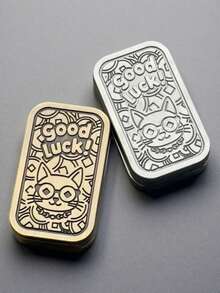 eyekan EDC Magnetic Sliding Toy, Metal Mechanical Click Pressure Relief Toy, 3-Layer Alloy Push Card With Maneki-Neko Pattern - Multicolor - View 10