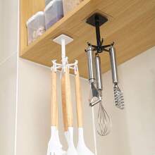 1 pieza Gancho giratorio de 6 garras, organizador de ganchos adhesivos para cocina, perchero giratorio de varios ganchos para sala de estar y baño - multicolor - Ver 9