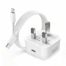 White Solid Color Wall Charger 20W UK Plug Charger Set With 3.3ft/100cm Type-C To Lightning Fast Charging Cable, Portable Wall Charger Adapter Compatible With Iphone 14 Pro/13 Pro/12/12 Pro Max/11 Pro Max/XS Max/XS/XR/X Spring Gift - 英規插(220-240V) - 查看 8