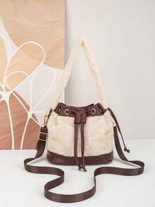 2026 New Plush Bucket Bag, Fashionable Color Matching, Korean Style Women's Shoulder Crossbody Plush Bag - Multicolor - View 5