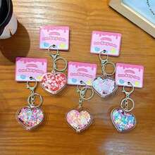 1pc Colorful Love Flowing Sand Keychain Fashionable And Bag Small Pendant Exquisite Couple Suitable Girls As Small Gifts - Màu tím - Xem 9