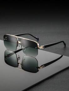 一副男士金属多边形双梁半框眼镜，欧美经典休闲商务风格，适合日常通勤 - 彩色 - 查看 11