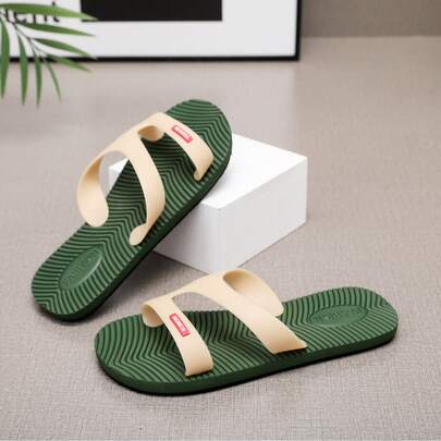 Men's Flip Flops, High-End Non-Slip Odor-Resistant Thong Sandals, Fashionable Rubber Outdoor Thick-Soled Beach Shoes