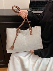 欧美跨境个性化大容量信纸简约印花手提袋，新款女士菱形通勤单肩包 - 棕色 - 查看 11