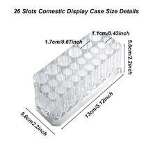 1pc Clear Acrylic Lipstick Organizer Makeup Nail Brush Eyeliner Lip Liner Holder 26 Spaces Cosmetic Display Case - Clear - View 2