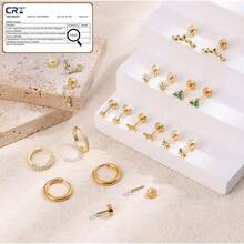 Diamday 10Pairs Surgical Steel Earrings Cartilage Hoop For Sensitive Ears Women Flat Back Studs Stacks Tragus Piercing - Multicolor - View 6