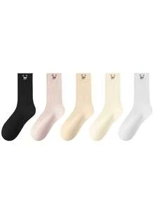 Cute Bear Slouch Socks | 5 Pairs, All-Season Breathable Knit - Multicolor - View 6