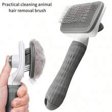1 pieza Cepillo de silicona fácil de limpiar, adecuado para gatos y perros, peine autolimpiable con un solo clic, agarre cómodo - una opción ideal para la pérdida de pelo y el aseo durante todo el año - Multicolor - Ver 2