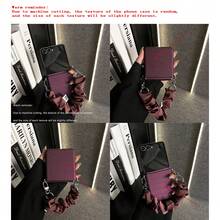 防震腕带折叠手机壳，深紫色爆炸图案，带弹性腕带，兼容三星 Galaxy ZFlip7、ZFlip6、ZFlip 5，春季生日礼物 - 紫色 - 查看 4