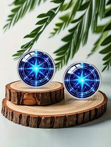 suteyi Stylish Printed Blue Geometric Light Men's Earrings, Suitable For Everyday Wear, Parties, And As A Gift. - Silver - View 3