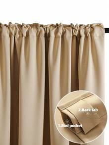 Có sẵn 4 tấm và kích thước 1 tấm/2 tấm Bộ tấm rèm: Rèm cửa có túi/màn che phía sau, có kẹp, rèm cách nhiệt màu trơn cản sáng cho phòng khách, văn phòng, phòng ngủ, nhà bếp, nhiều không gian khác nhau - Màu be - Xem 24