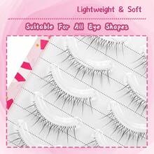 5 Pairs Manga Lashes Faux Mink Lashes Natural Short Full Strip Lashes Clear Band Soft Eyelashes Extension 3-12mm - Black - View 6