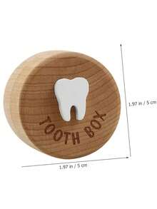 1pc Wooden Tooth Storage Box, Children's Toy, Round Wooden Box For Collecting And Preserving Children's Teeth, Gift For Boys And Girls, Tooth Box - Multicolor - View 13