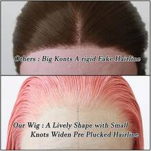 浅粉色长直发假发，玫瑰粉色合成蕾丝前假发，预先拔毛，自然发际线，耐热纤维假发，角色扮演日常佩戴假发 - 彩色 - 查看 6